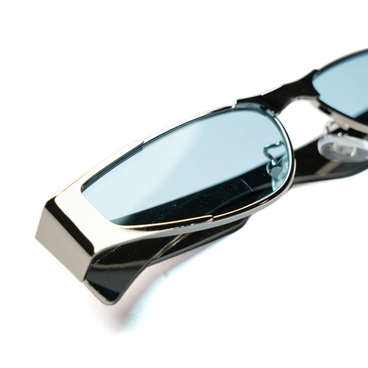 [ Perseus ] Futuristic Metal Sunglasses : Blue/Silver