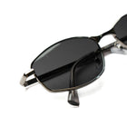 [ Iris ] Slim Geometric Metal Sunglasses : Black/Silver
