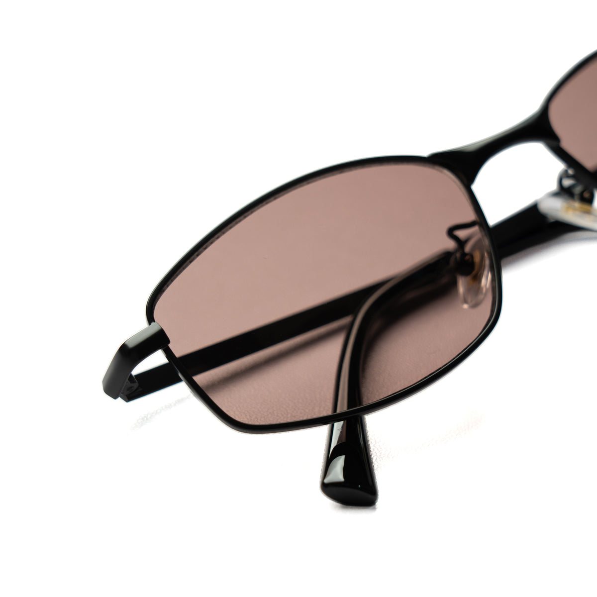 [ Iris ] Slim Geometric Metal Sunglasses : Brown