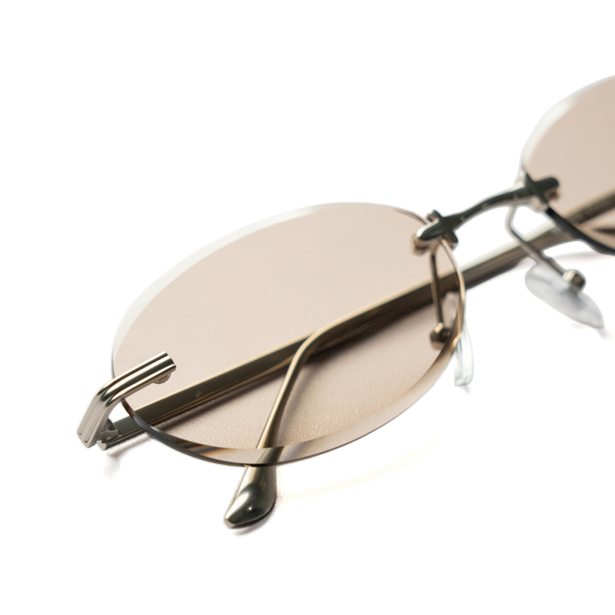 [ Aura ] Rimless Oval Sunglasses : Biege