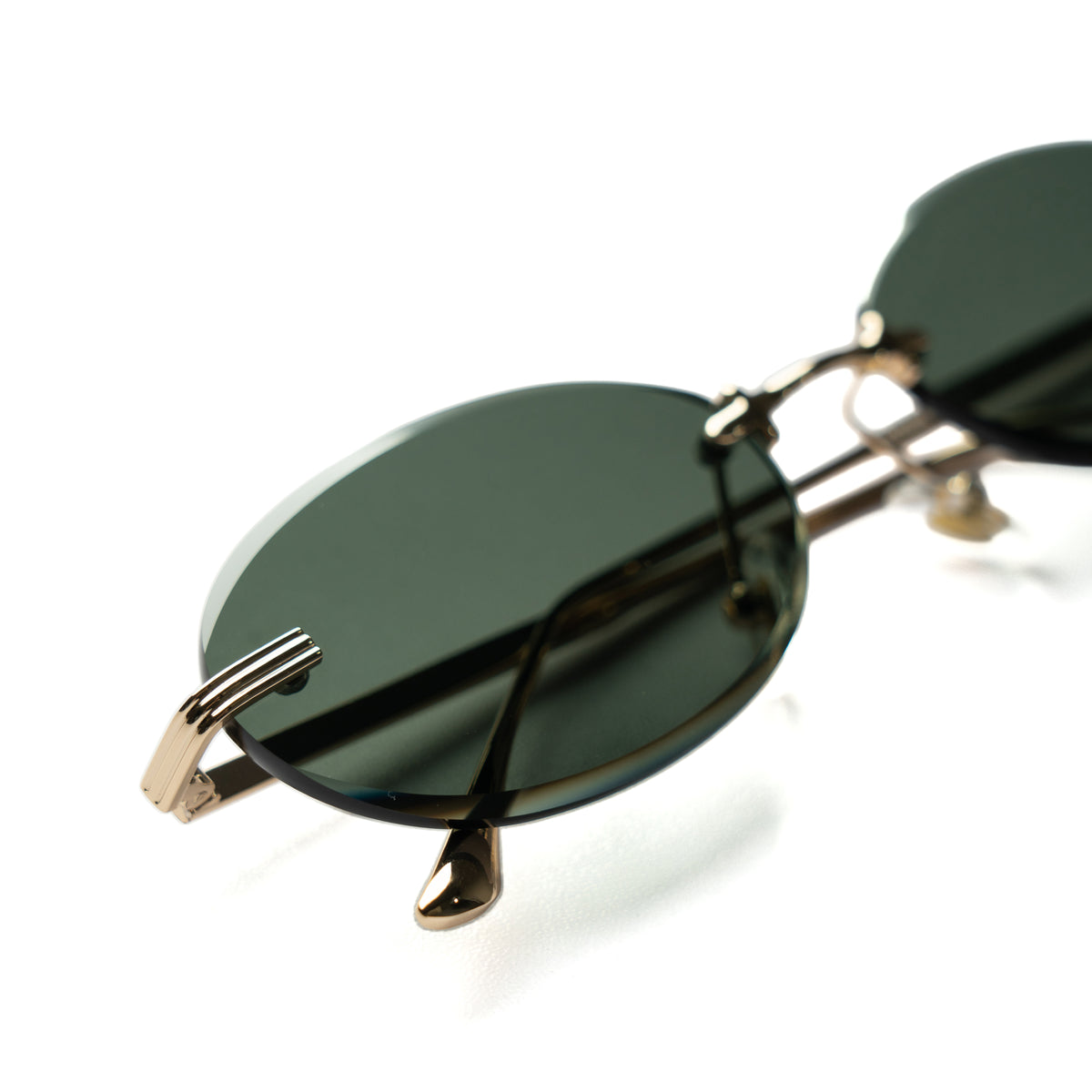 [ Aura ] Rimless Oval Sunglasses : Green