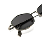 [ Daedalus ] Slim Faceted Metal Sunglasses : Black/Silver