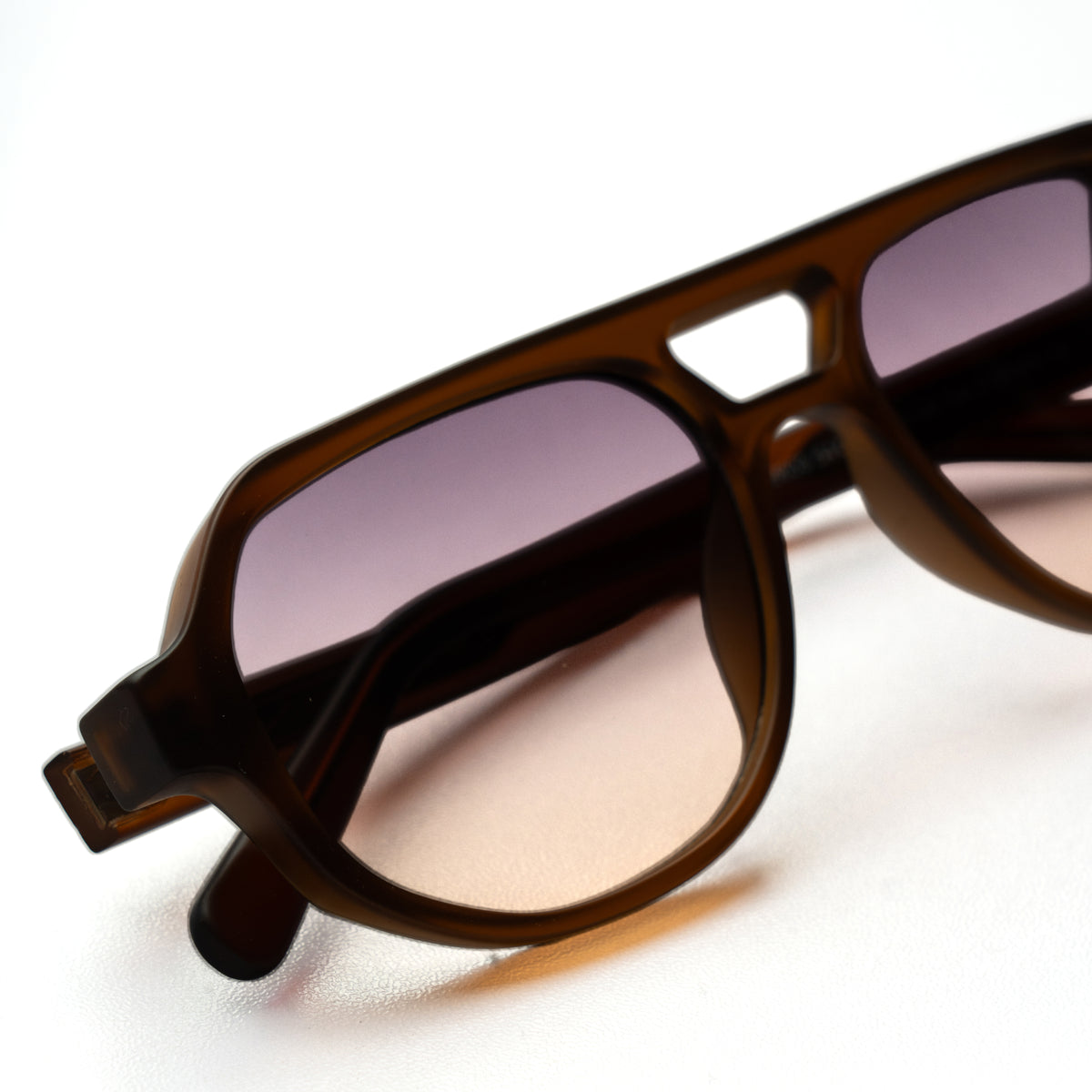 [ Hyperion ] Double-Bridge Aviator Sunglasses : Brown
