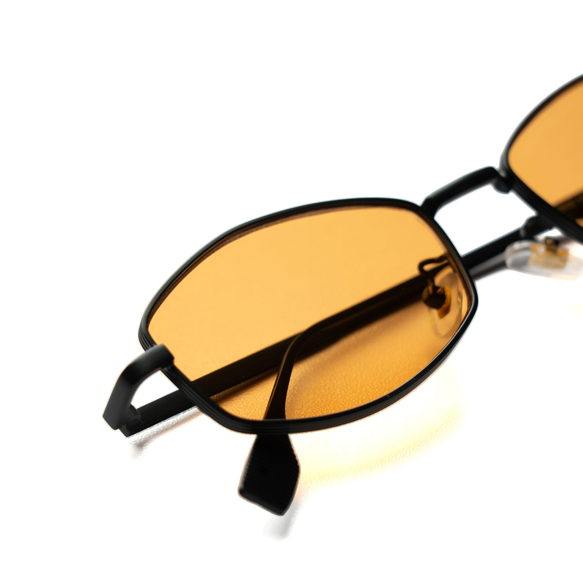 [ Daedalus ] Slim Faceted Metal Sunglasses : Orange/Black