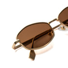 [ Daedalus ] Slim Faceted Metal Sunglasses : Brown