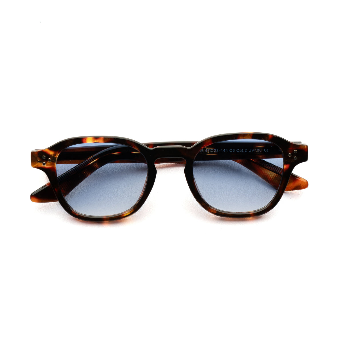 [ Icarus ] Retro Round Sunglasses : Leopard/Blue