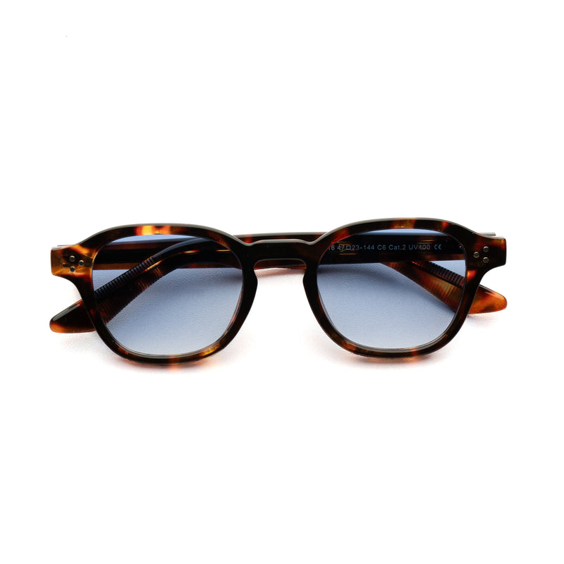 [ Icarus ] Retro Round Sunglasses : Leopard/Blue