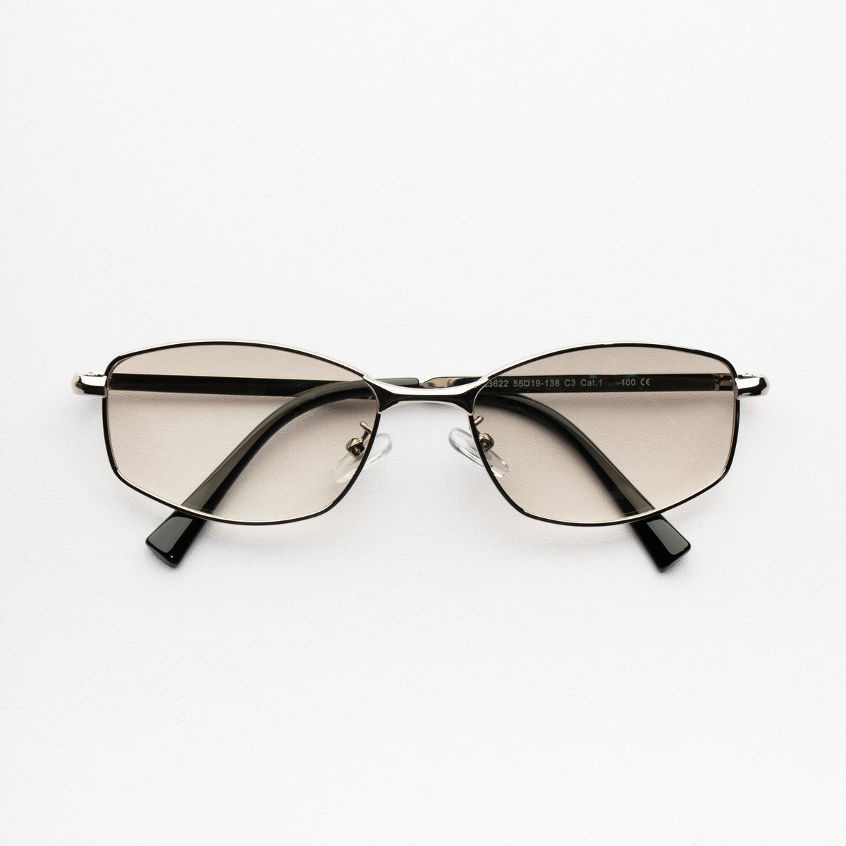 [ Iris ] Slim Geometric Metal Sunglasses : Clear