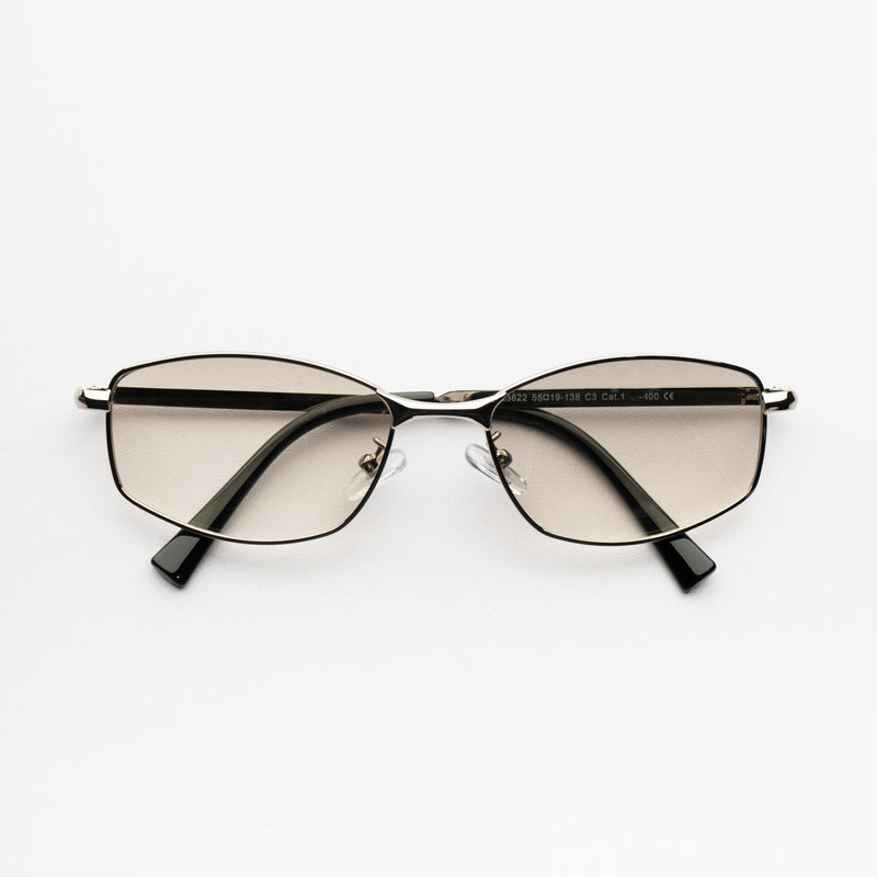 [ Iris ] Slim Geometric Metal Sunglasses : Clear