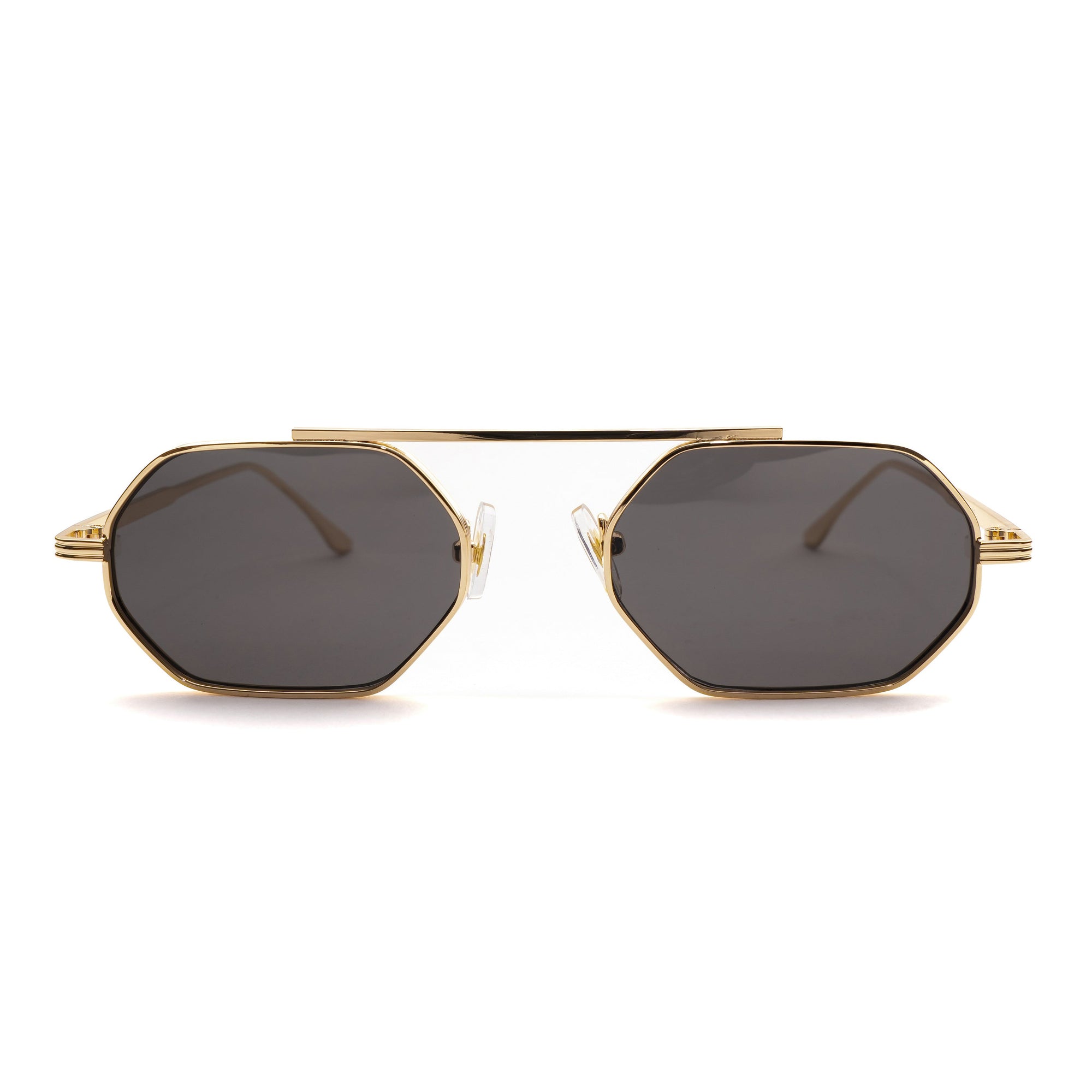 [ Hexwire ] Hexagonal Metal Sunglasses : Black Gold - projectshades