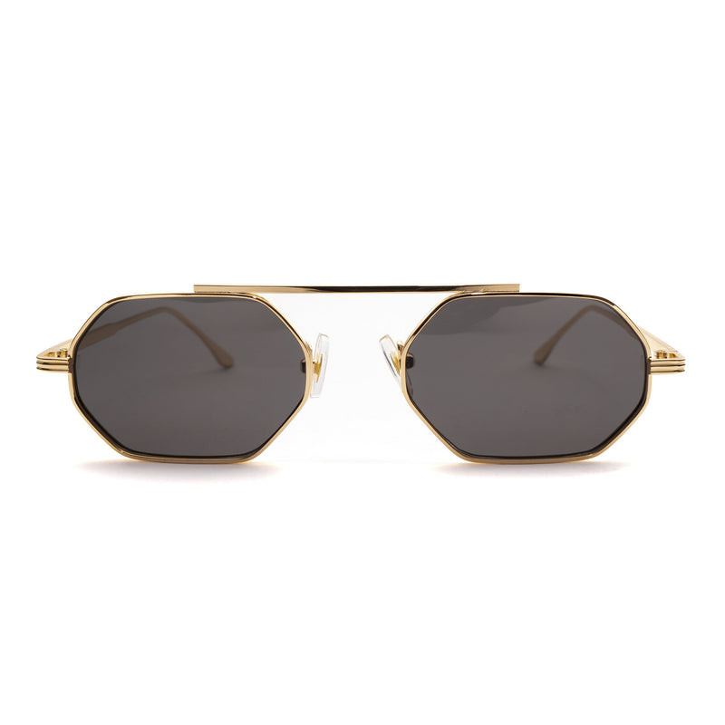 [ Hexwire ] Hexagonal Metal Sunglasses : Black Gold