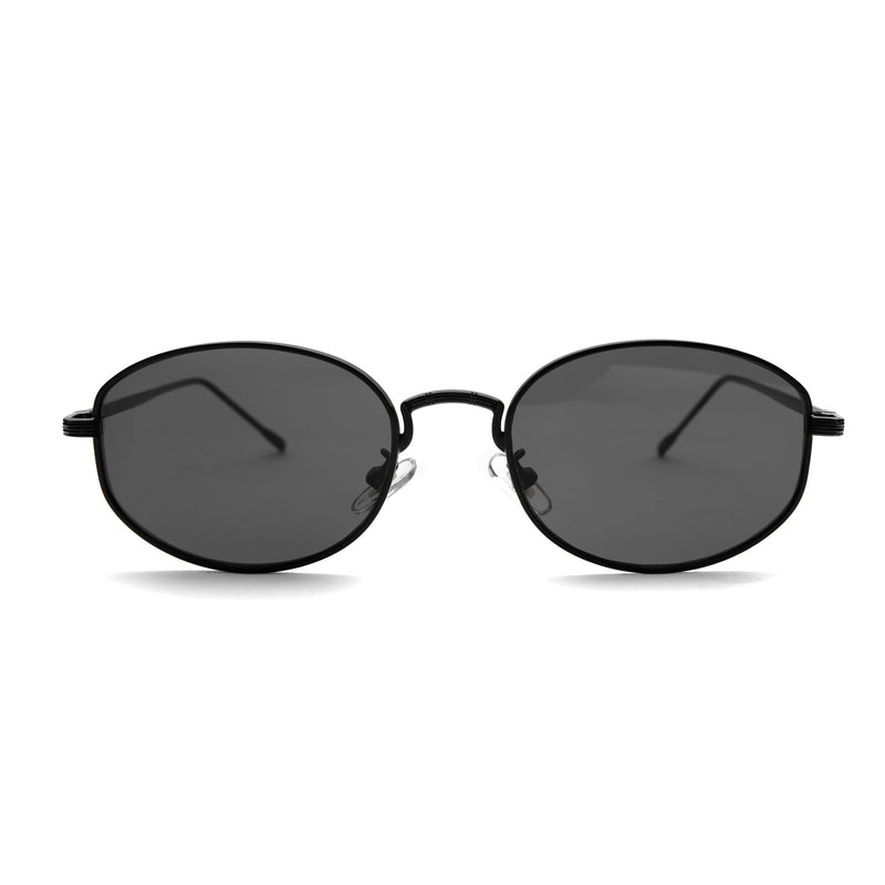 [ Horizon ] Classic Round Sunglasses : Black/Black