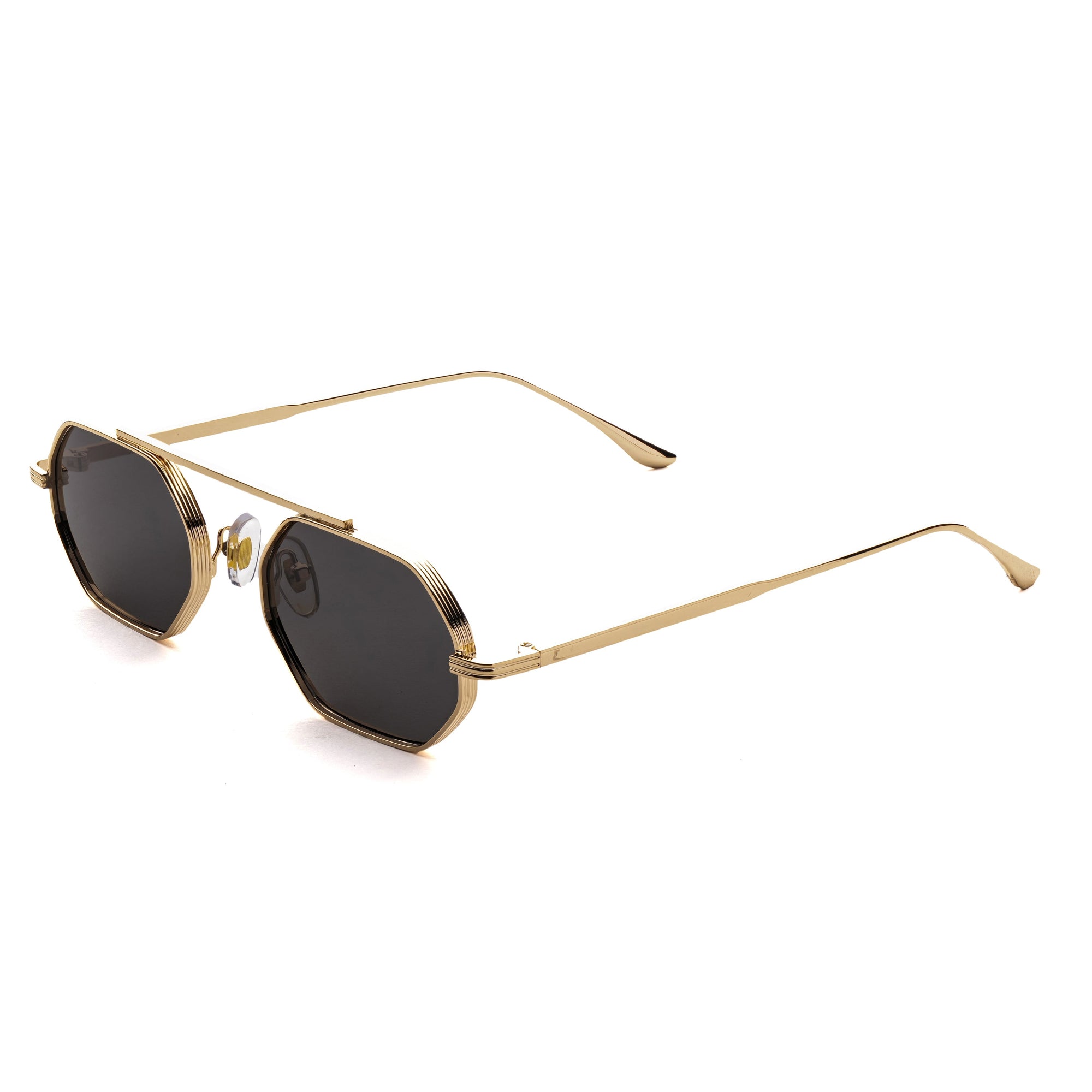 [ Hexwire ] Hexagonal Metal Sunglasses : Black Gold - projectshades