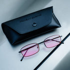 [ Hecate ] Slim Metal Sunglasses : Pink/Black