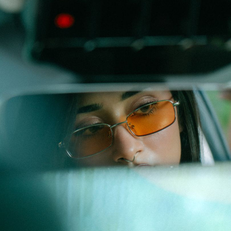 [ Hecate ] Slim Metal Sunglasses : Orange/Silver