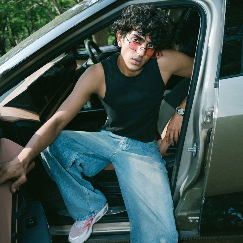 [ Hecate ] Slim Metal Sunglasses : Pink/Black