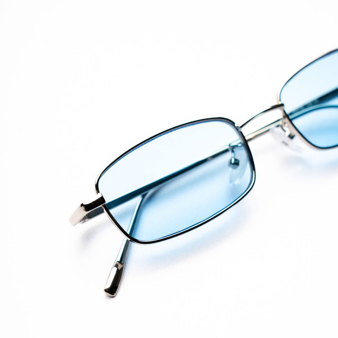 [ Hecate ] Slim Metal Sunglasses : Blue/Silver