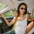 [ Hecate ] Slim Metal Sunglasses : Black/Black