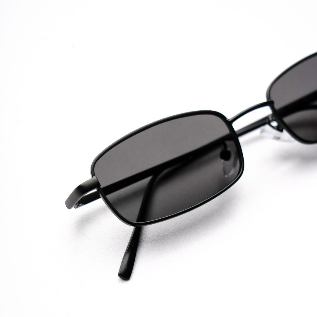 [ Hecate ] Slim Metal Sunglasses : Black/Black
