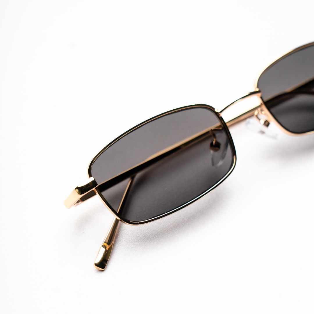 [ Hecate ] Slim Metal Sunglasses : Black/Gold - projectshades