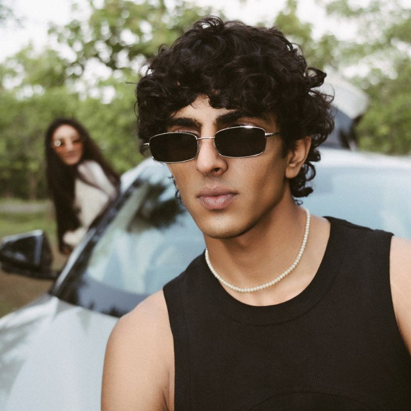 [ Hecate ] Slim Metal Sunglasses : Black/Silver