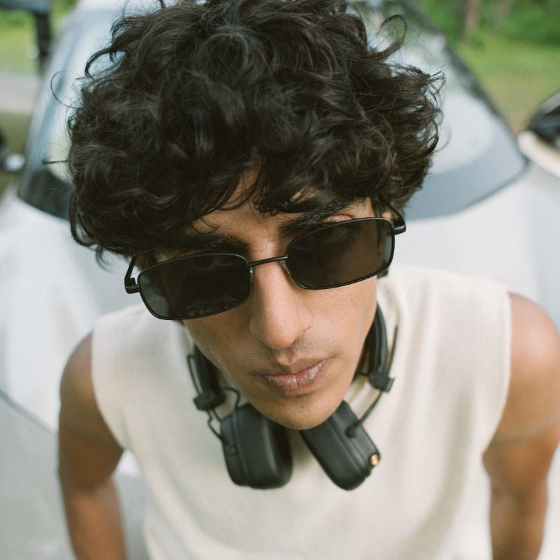[ Hecate ] Slim Metal Sunglasses : Black/Black