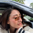 [ Hecate ] Slim Metal Sunglasses : Brown/Gold