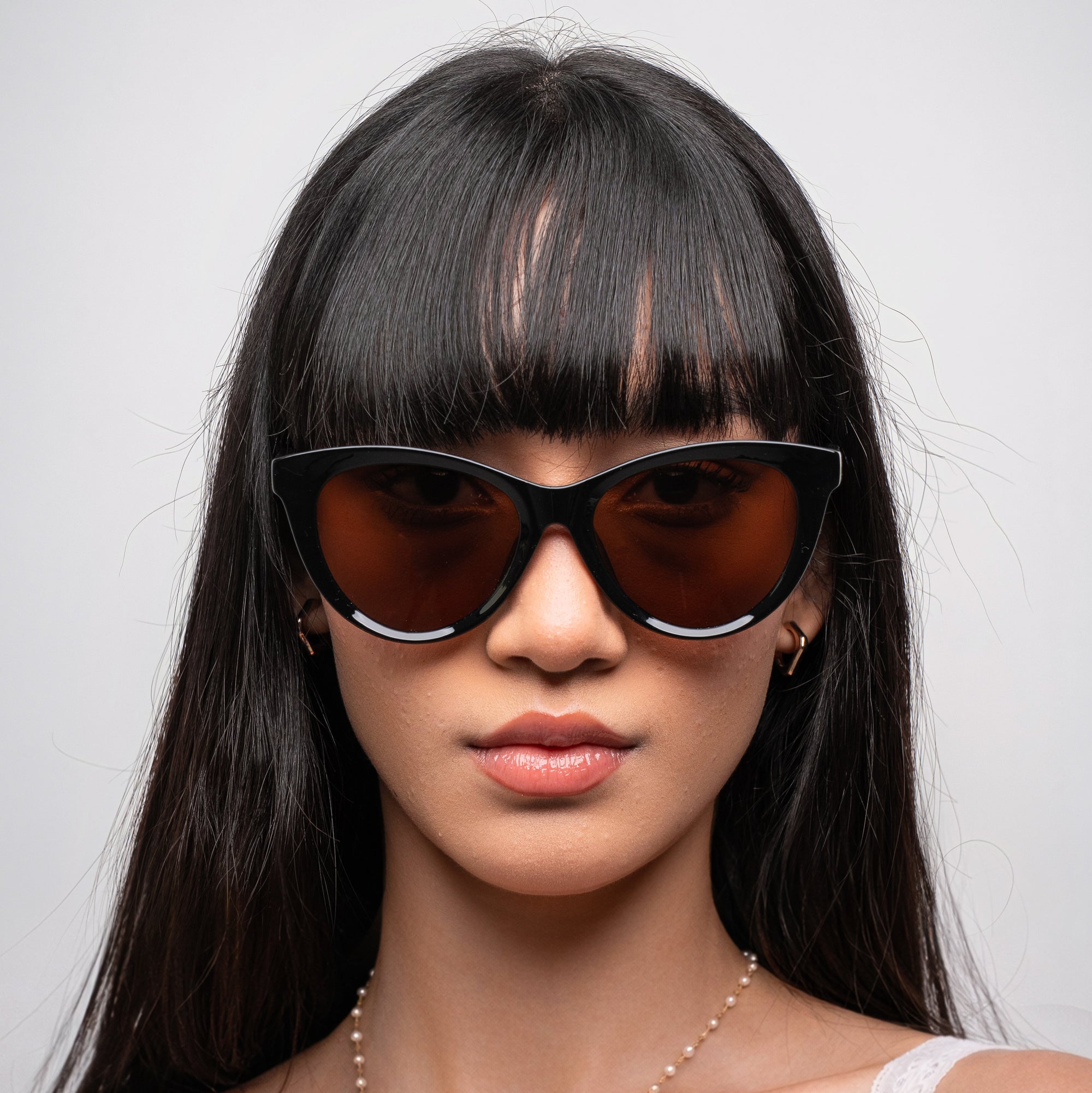 [ Luna ] Classic Cateye Sunglasses : Black Brown - projectshades