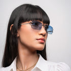 [ Serendipity 2.0 ] Holiday Rimless Sunglasses : Blue - projectshades
