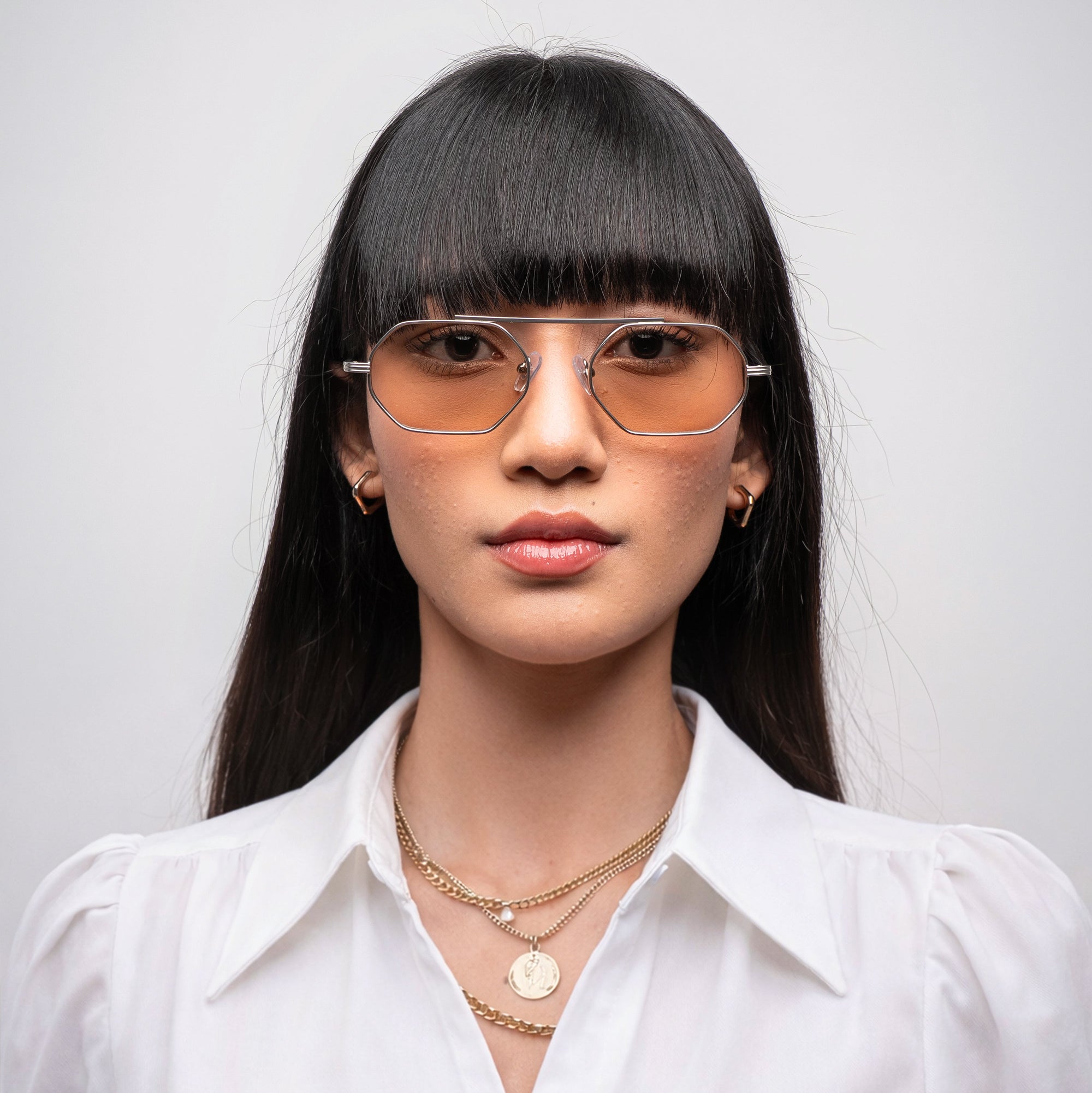 [ Hexwire ] Hexagonal Metal Sunglasses : Biege - projectshades