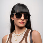 [ Offset ] Clubmaster Squared Sunglasses : Black Gold - projectshades
