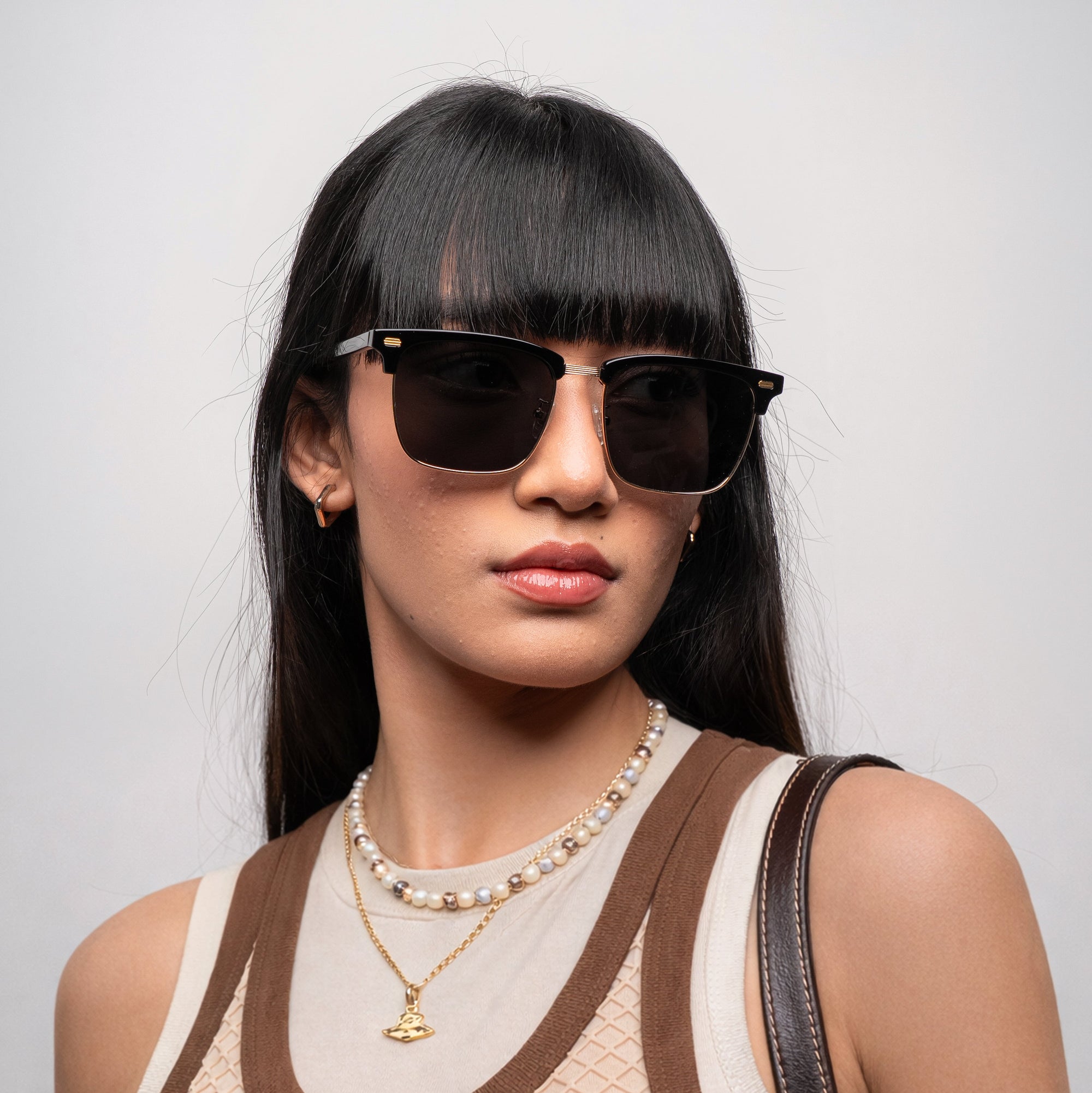 [ Offset ] Clubmaster Squared Sunglasses : Black Gold - projectshades