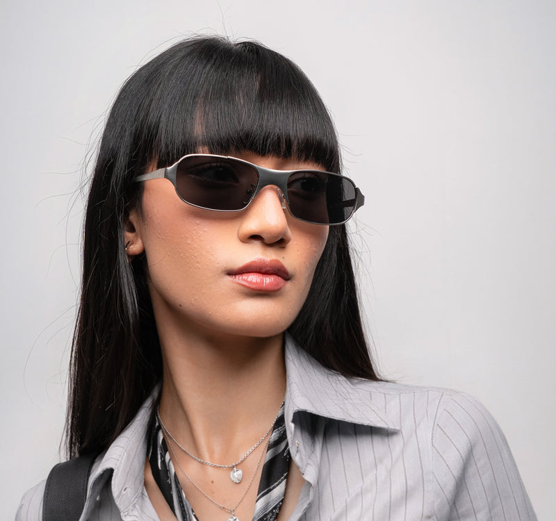 [ Baltic ] Unisex Metal Sunglasses : Black Silver - projectshades