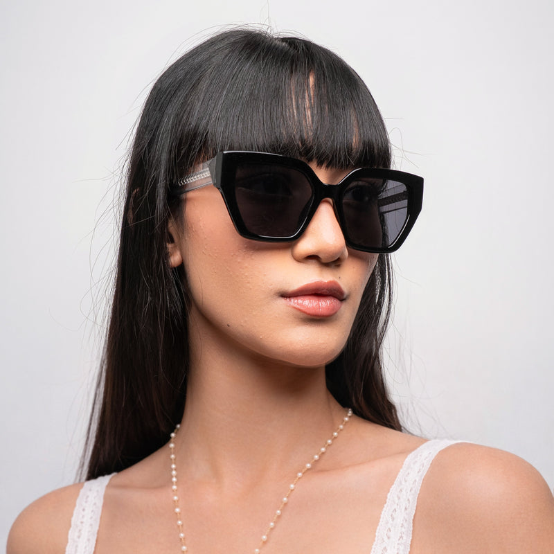 [ Muse ] Oversized Cateye Sunglasses : Black - projectshades