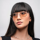 [ Tideline ] Angular Metal Sunglasses : Biege Silver - projectshades