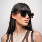 [ Archetype ] Oversized Rectangular Sunglasses : Brown - projectshades