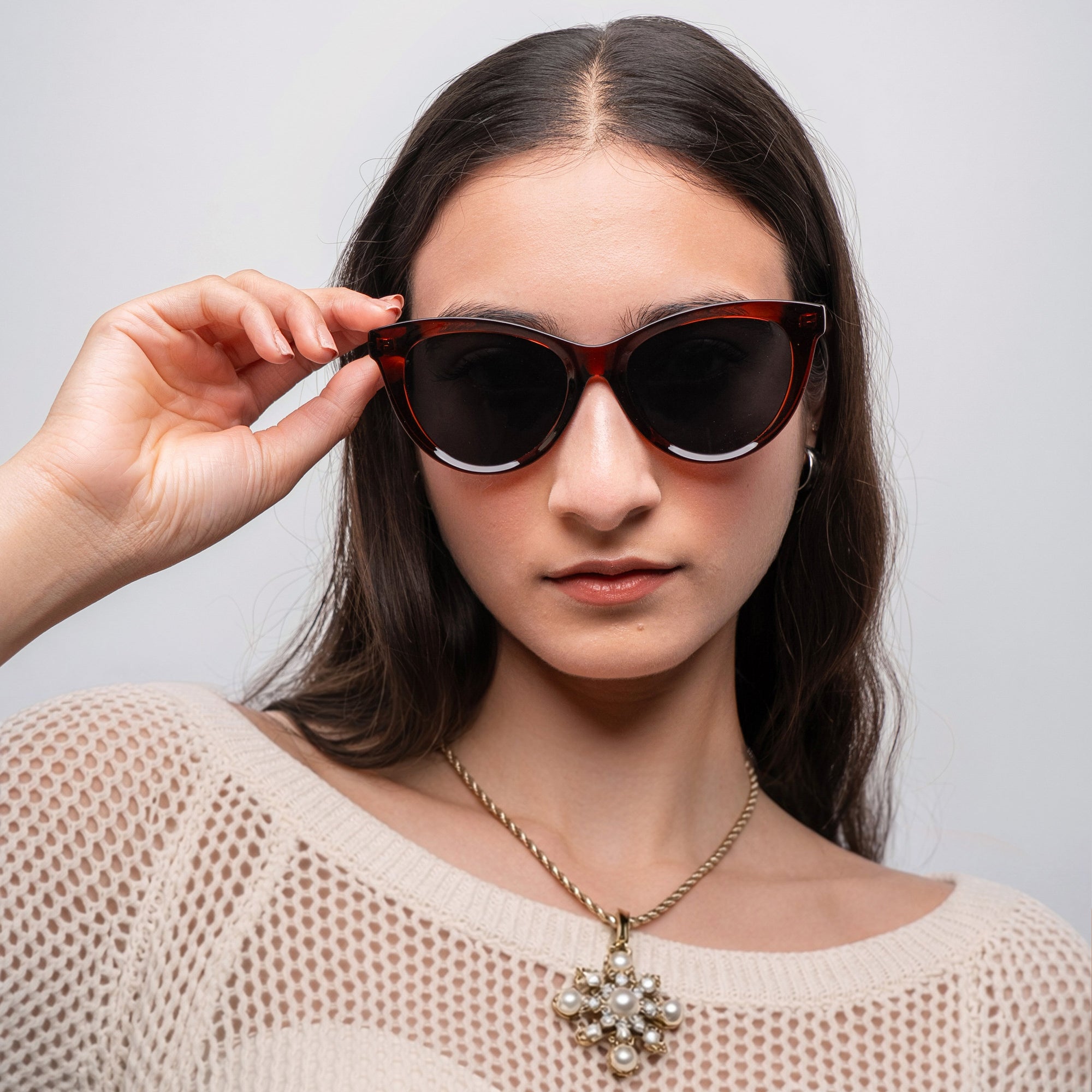 [ Luna ] Classic Cateye Sunglasses : Brown - projectshades
