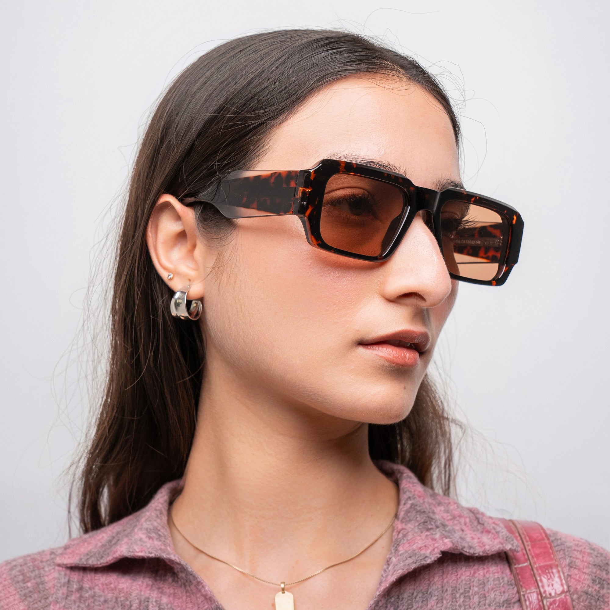 [ Brut ] Chunky Rectangular Sunglasses : Brown Tortoise - projectshades