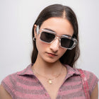 [ Brut ] Chunky Rectangular Sunglasses : Clear - projectshades