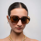 [ Blockout ] Oversized Oval Sunglasses : Brown - projectshades