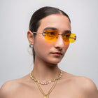 [ Serendipity 2.0 ] Holiday Rimless Sunglasses : Yellow - projectshades