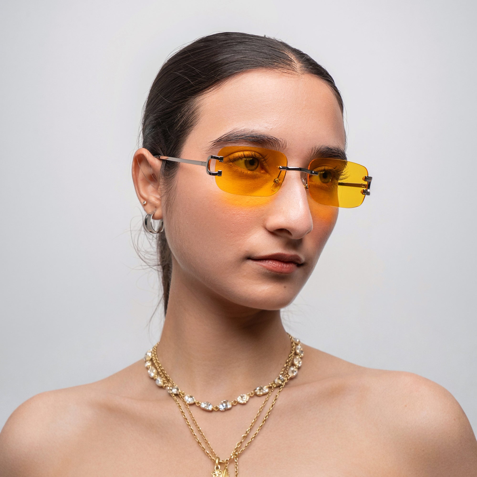 [ Serendipity 2.0 ] Holiday Rimless Sunglasses : Yellow - projectshades