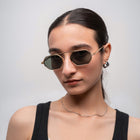 [ Hexwire ] Hexagonal Metal Sunglasses : Green - projectshades