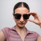 [ Offset ] Clubmaster Squared Sunglasses : Black Silver - projectshades
