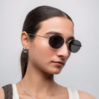 [ Horizon ] Classic Round Sunglasses : Black/Silver