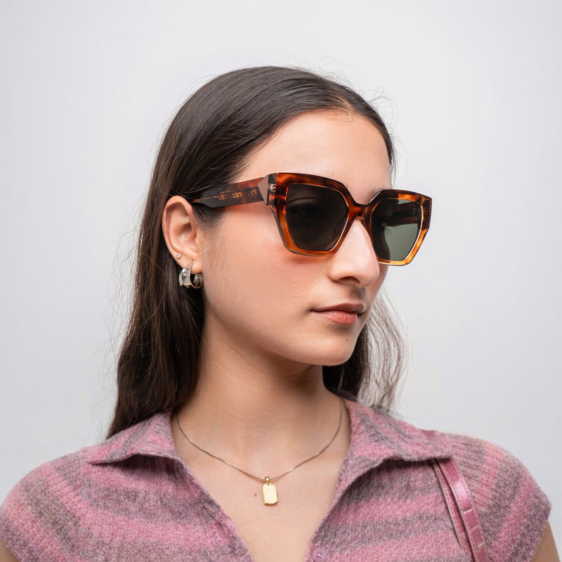 [ Muse ] Oversized Cateye Sunglasses : Leopard Green - projectshades