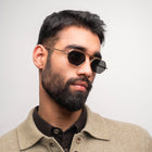 [ Hexwire ] Hexagonal Metal Sunglasses : Black Gold - projectshades
