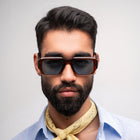 [ Brut ] Chunky Rectangular Sunglasses : BrownBlue - projectshades