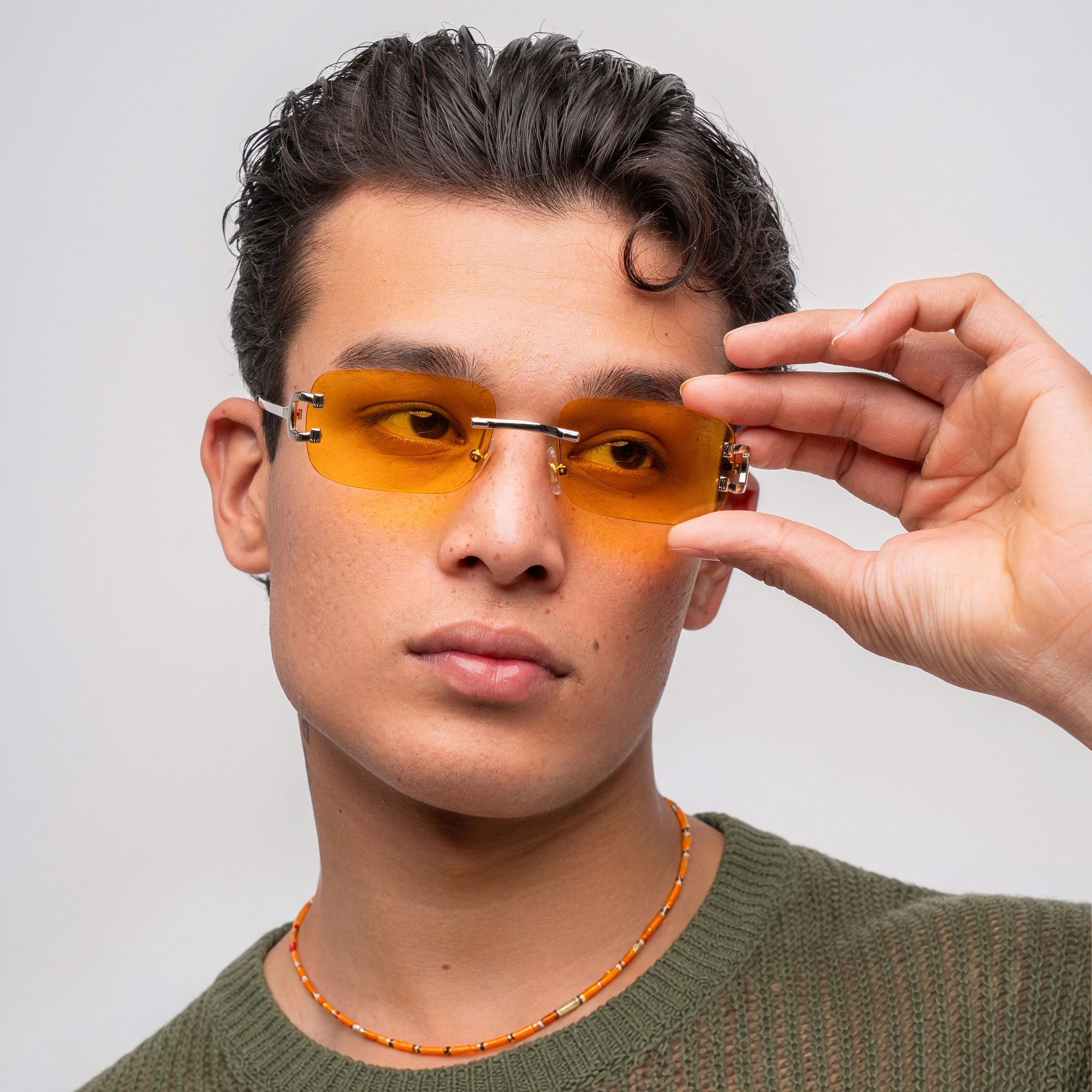 [ Serendipity 2.0 ] Holiday Rimless Sunglasses : Yellow - projectshades