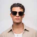 [ Offset ] Clubmaster Squared Sunglasses : Black Silver - projectshades